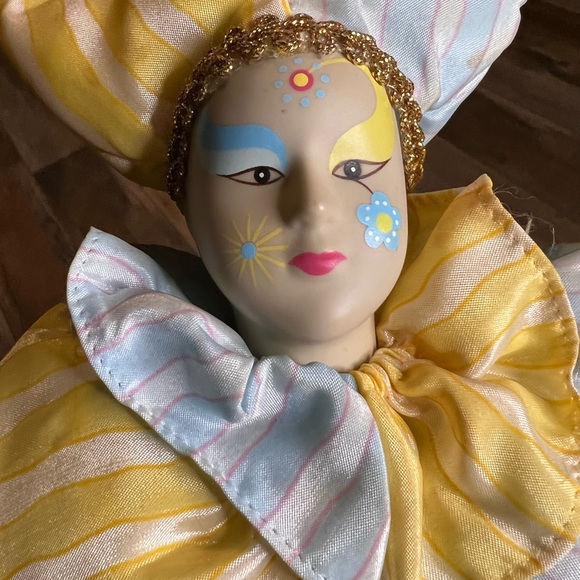 Yellow and Blue Striped Jester Doll - Picture 3 of 10